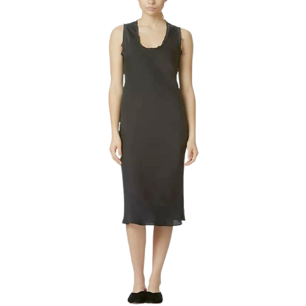 Avec Les Filles Bias Cut Midi Slip Dress in‎ Washed Black Satin Size L NWT